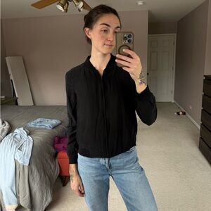 Eileen Fisher black silk bomber